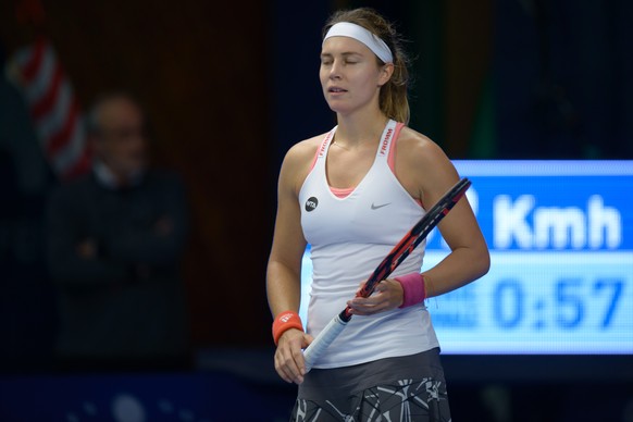 24.10.2015; Luxemburg; Tennis - WTA BNP Paribas Open Luxembourg 2015; Stefanie Voegele (SUI) reagiert enttaeuscht (Georges Noesen/freshfocus)