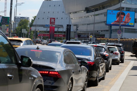 Cars line up at a Lukoil gas station in Moscow, Russia, Tuesday, June 30, 2026. (AP Photo/Alexander Zemlianichenko)
Russia Fuel Shortages