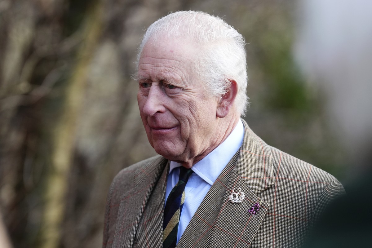 Britain's King Charles III arrives for a visit to the Gordon Highlanders Museum to view recent renovations, in Aberdeen, Scotland, Monday Jan. 20, 2025. (Andrew Milligan/PA via AP, Pool)