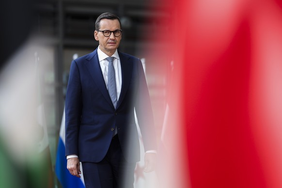 Poland&#039;s Prime Minister Mateusz Morawiecki arrives for the third EU-CELAC summit that brings together leaders of the EU and the Community of Latin American and Caribbean States, in Brussels, Belg ...