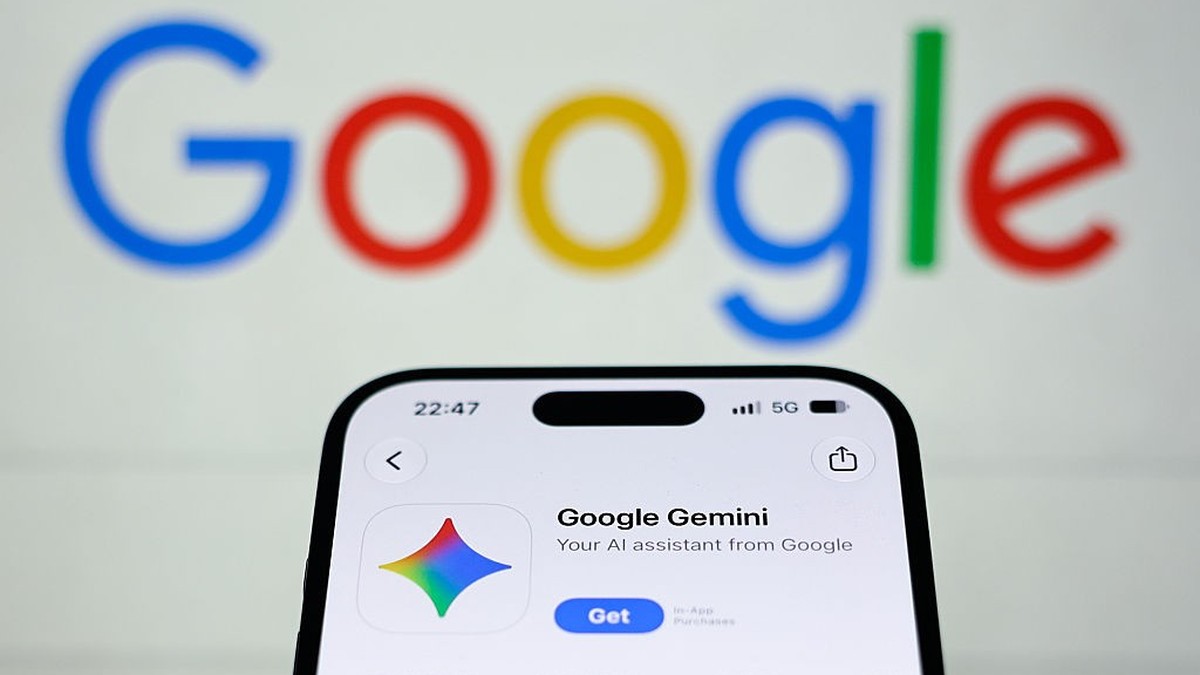 Google logo displayed on a laptop screen and Gemini on App Store displayed on a phone screen are seen in this illustration photo taken in Krakow, Poland on October 16, 2026. (Photo by Jakub Porzycki/N ...