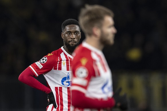 Belgrade&#039;s Nasser Djiga reacts during the Champions League group G soccer match between Switzerland&#039;s BSC Young Boys and Serbia&#039;s FK Red Star Belgrade, at the Wankdorf stadium, in Bern, ...
