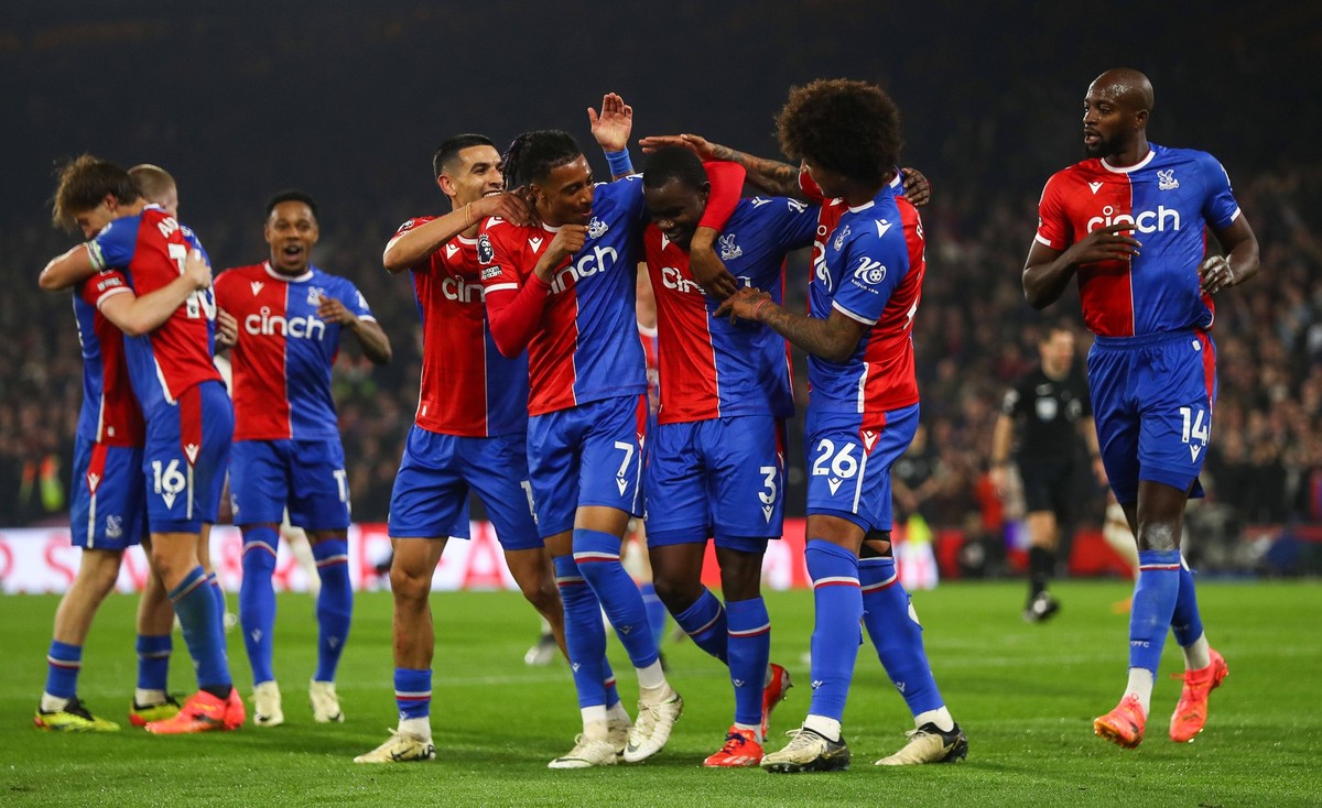 Crystal Palace v Manchester United, ManU London, UK - 6 May 2024 Goal celebrations for Tyrick Mitchell of Crystal Palace during the Premier League match between Crystal Palace and Manchester United at ...