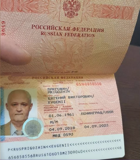 Passports of Yevgeny Prigozhin.