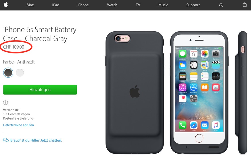 Neu im Online-Store von Apple: das «Smart Battery Case».