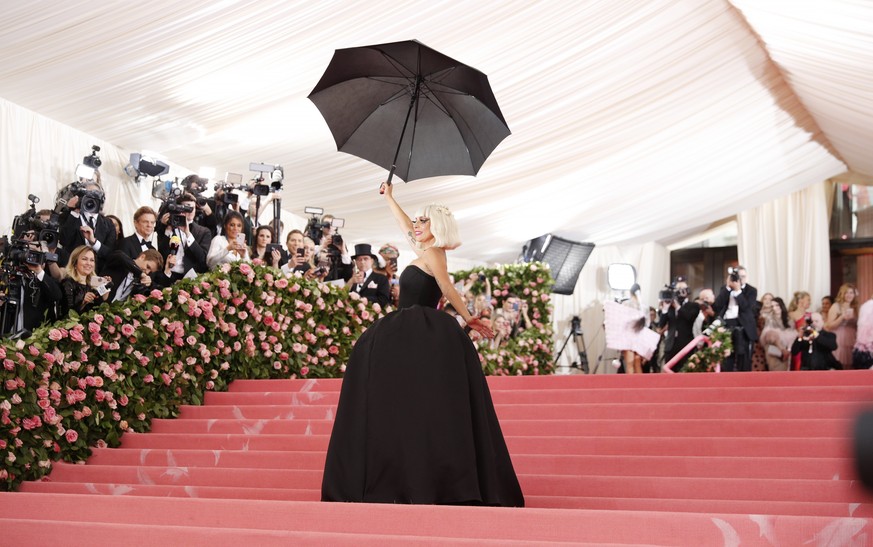 epa07552100 Lady Gaga arrives on the red carpet for the 2019 Met Gala, the annual benefit for the Metropolitan Museum of Art's Costume Institute, in New York, New York, USA, 06 May 2019. The even ...