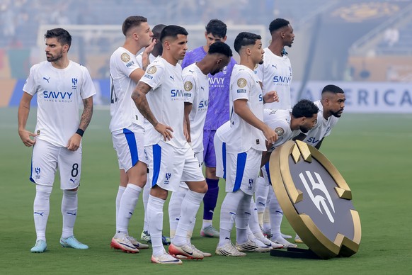 epa12216338 Al Hilal starting eleven players line up for the group photo before the FIFA Club World Cup 2025 match between Fluminense FC and Al Hilal in Orlando, Florida, USA, 04 July 2025. EPA/CRISTO ...