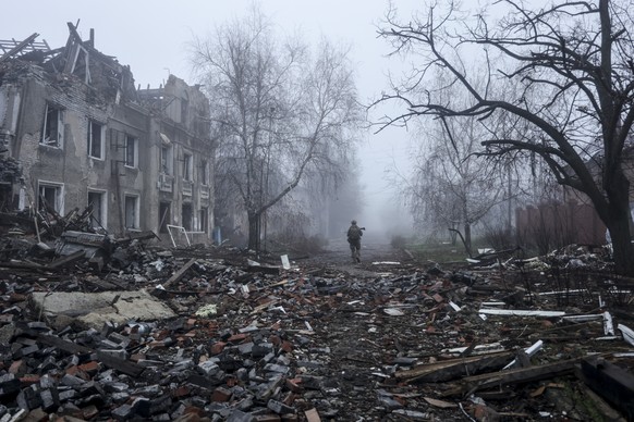 epaselect epa12561538 A handout photo made available by the Press Service of the 24th Mechanized Brigade of Ukrainian Armed Forces shows destruction in Kostyantynivka town in the Donetsk region, Ukrai ...