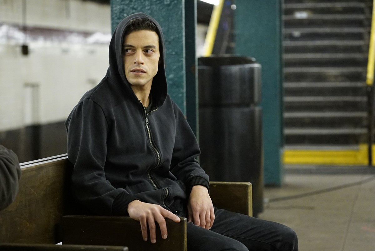 In this image released by USA Network, Rami Malek appears in a scene from, "Mr. Robot." On Thursday, July 14, 2016, Malek was nominated for outstanding actor in a drama series for his role.  ...