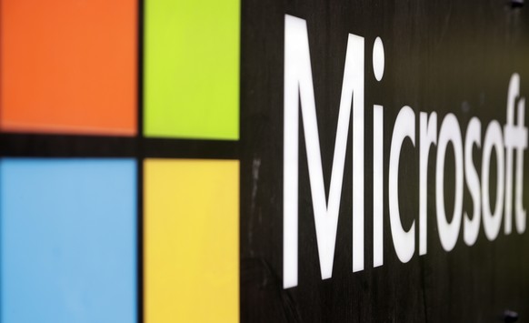 FILE - The Microsoft company logo is displayed at their offices in Sydney, Australia, on Wednesday, Feb. 3, 2021. Local leaders have approved plans for a massive Microsoft data center in a southeast W ...