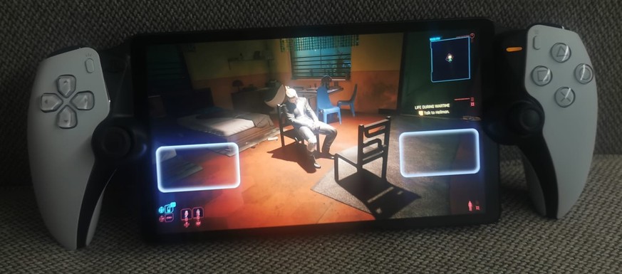Touchpad left and right.  Apart from the double-click, the operation is extremely intuitive.