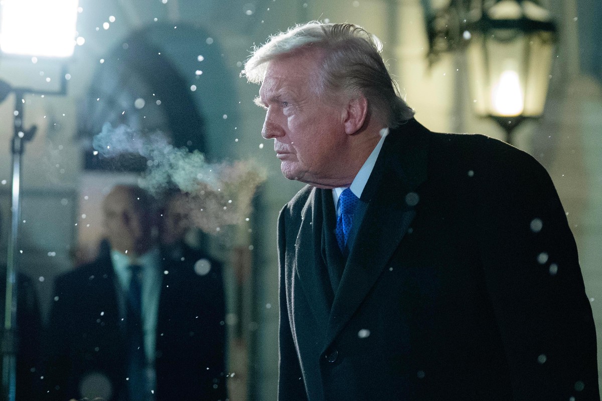 President Donald Trump speaks to reporters on the South Lawn before departing the White House, Friday, Feb. 6, 2026, in Washington. (AP Photo/Jose Luis Magana)
Donald Trump