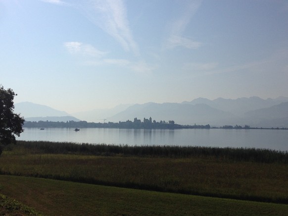 Morgenstimmung mit Blick Richtung Schloss Rapperswil und den Seedamm.