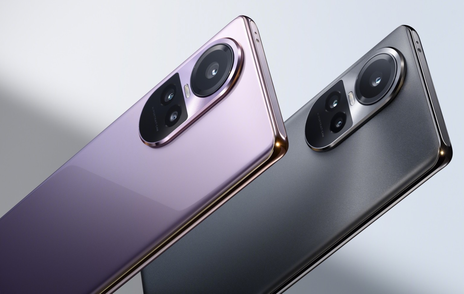 Das Reno 10 Pro kommt Ende Juli 2023 in Farben Glossy Purple und Silvery Grey.