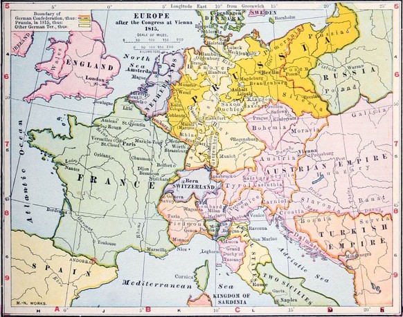 Europa nach dem Wiener Kongress: Die Schweiz konnte sich als eigenständiger Staat halten.<br data-editable="remove">
