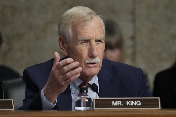 Sen. Angus King, I-Maine, speaks during the Senate Armed Services Committee confirmation hearing for Pete Hegseth, President-elect Donald Trump&#039;s choice to be Defense secretary, at the Capitol in ...