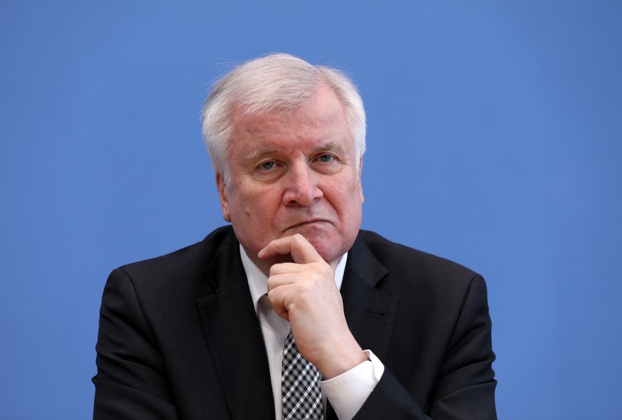 epa07569220 German Minister of Interior, Construction and Homeland, Horst Seehofer during the presentation of the figures related to politically motivated crimes, in Berlin, Germany, 14 May 2019. EPA/ ...