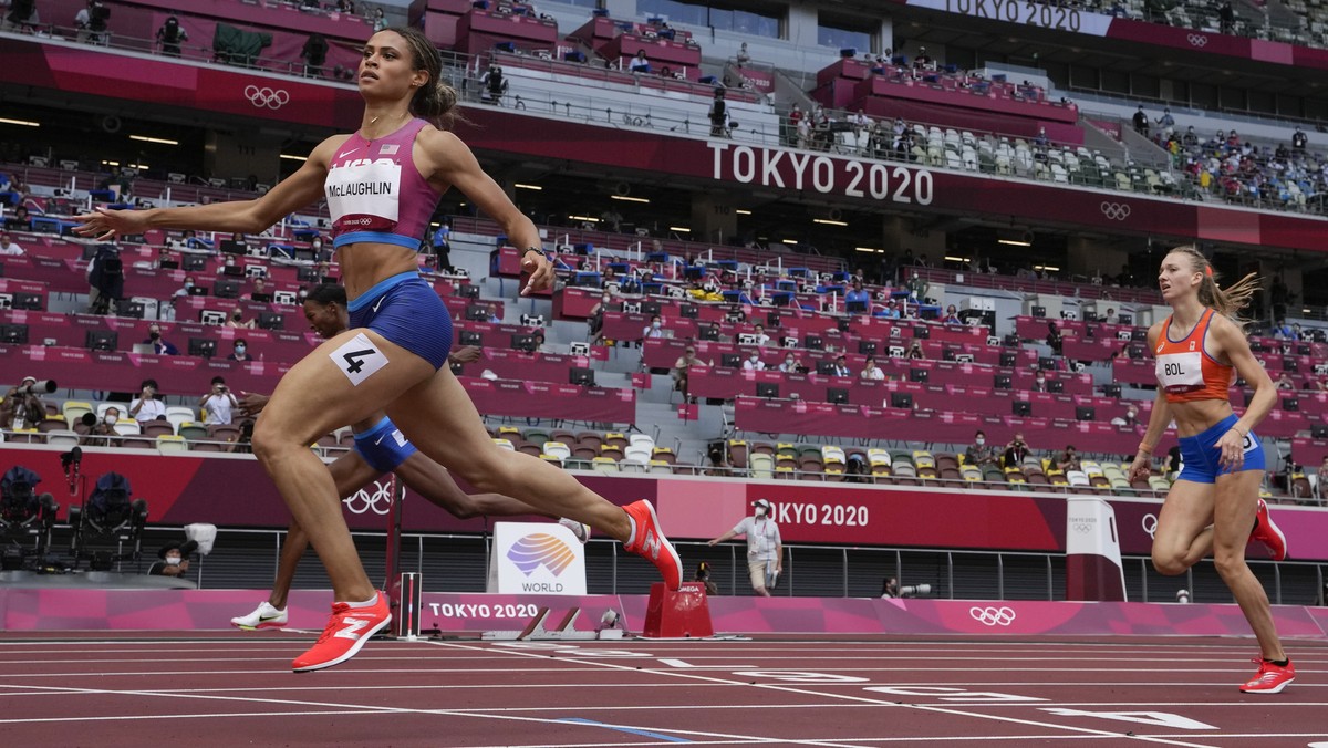 Sydney McLaughlin, of the United States, wins the women's 400-meter hurdles final at the 2020 Summer Olympics, Wednesday, Aug. 4, 2021, in Tokyo, Japan. (AP Photo/Petr David Josek)