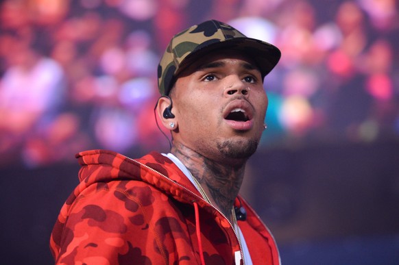 FILE - In this June 7, 2015, file photo, rapper Chris Brown performs at the 2015 Hot 97 Summer Jam at MetLife Stadium in East Rutherford, N.J. Authorities said officers responded to singer Brown&#039; ...