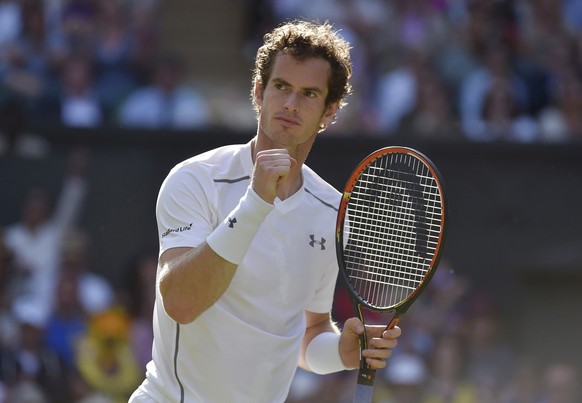 Andy Murray of Britain reacts during his match against Ivo Karlovic of Croatia at the Wimbledon Tennis Championships in London, July 6, 2015. REUTERS/Toby Melville