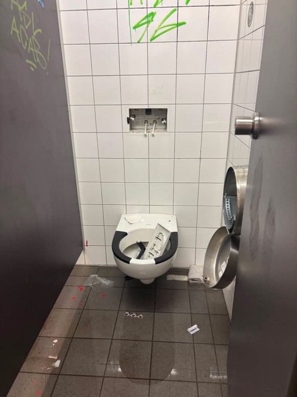 Zerstörte und verschmierte Toiletten im Gästebereich des Weserstadions: Die SV Hemelingen hat eine Spendenaktion gestartet. (Quelle: Gofundme/SV Hemelingen)