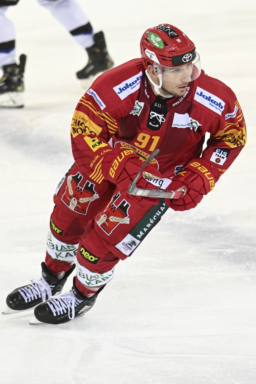 Tigers Matthias Rossi, waehrend dem Qualifikations-Spiel der National League, zwischen den SCL Tigers und dem HC Fribourg-Gotteron, am Dienstag 24. Januar 2023, im Ilfisstadion in Langnau. (KEYSTONE/M ...