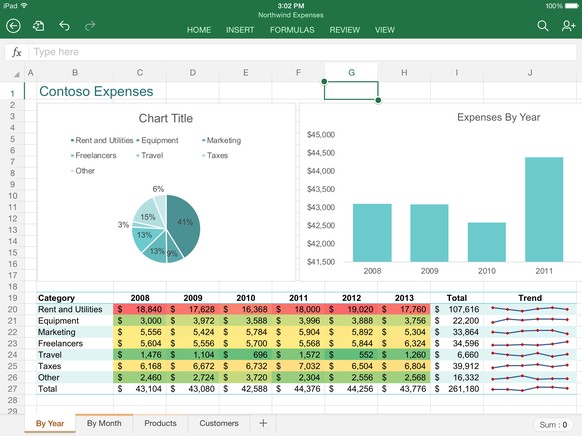 Excel für das iPad.