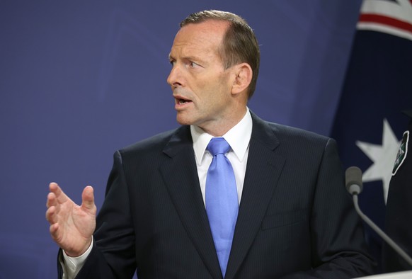 Premierminister Tony Abbott während der Pressekonferenz zu der Polizeiaktion gegen mutmassliche islamistische Terroristen (September 2014).