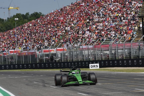 Kick Sauber driver Nico Hulkenberg of Germany steers his car during the qualifying session ahead of the Italy's Emilia Romagna Formula One Grand Prix, at the Enzo and Dino Ferrari racetrack in Im ...