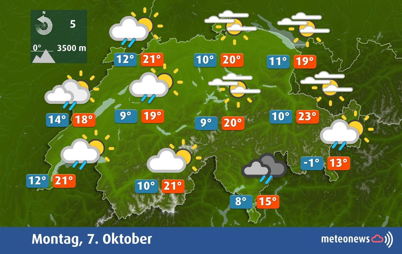 Das Wetter in der Oktoberwoche vom 7. bis 13. Oktober 2024 wird wechselhaft.