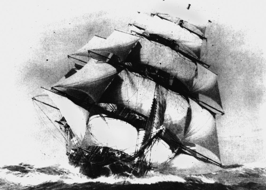 Ein Migranten-Schiff gemalt von Jack Spurling (1871-1933).<br data-editable="remove">