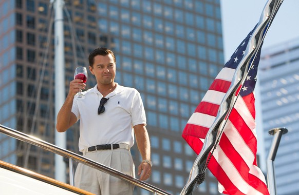 This film image released by Paramount Pictures shows Leonardo DiCaprio as Jordan Belfort in a scene from &quot;The Wolf of Wall Street.&quot; The movie is nominated for an Oscar for best motion pictur ...