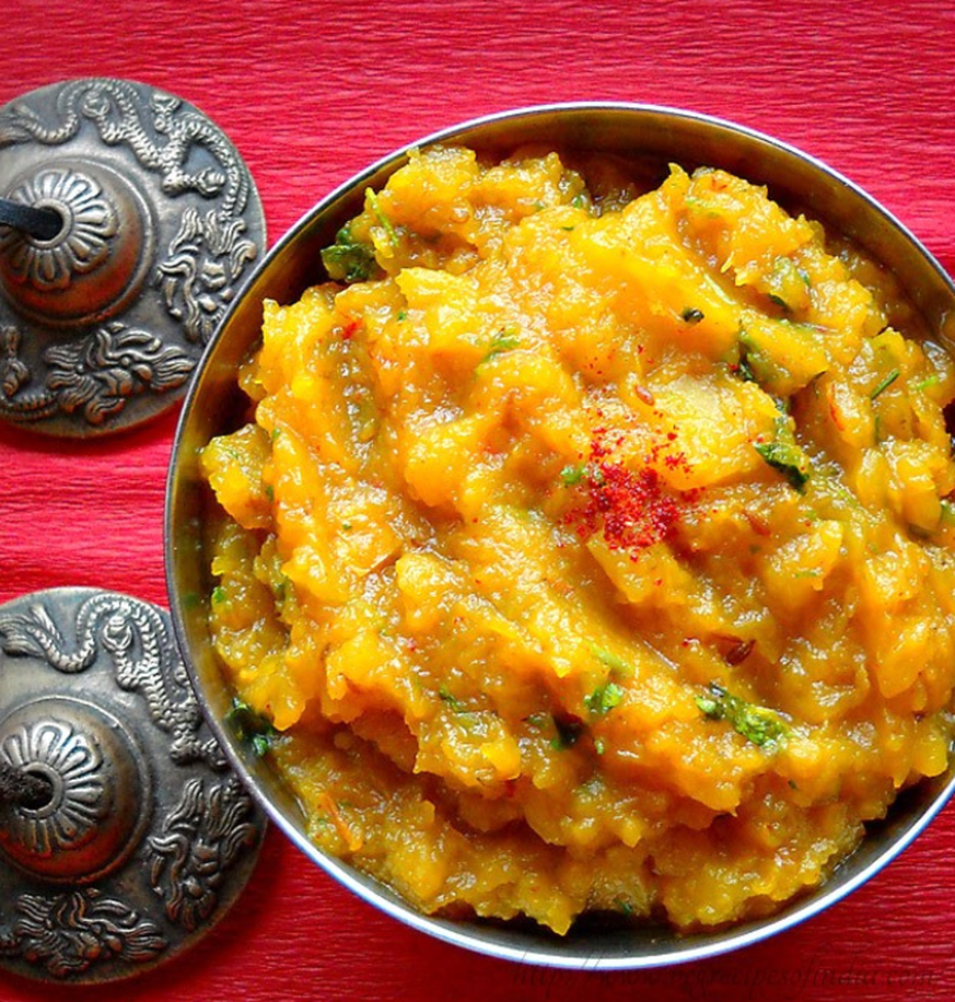http://www.vegrecipesofindia.com/kaddu-ki-sabzi/ kürbis curry indien kaddu ki sabji