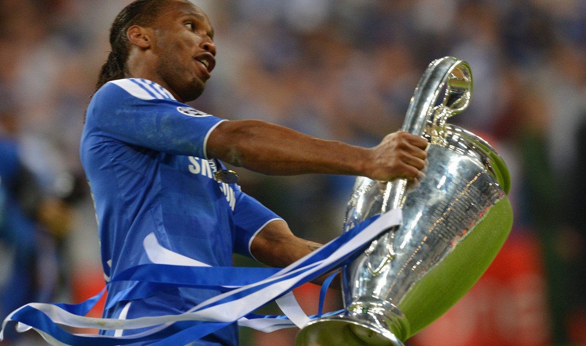 epa04330865 A file picture of Chelsea's Didier Drogba celebrating after the team won the UEFA Champions League soccer final between FC Bayern Munich and Chelsea FC in Munich, Germany, 19 May 2012 ...