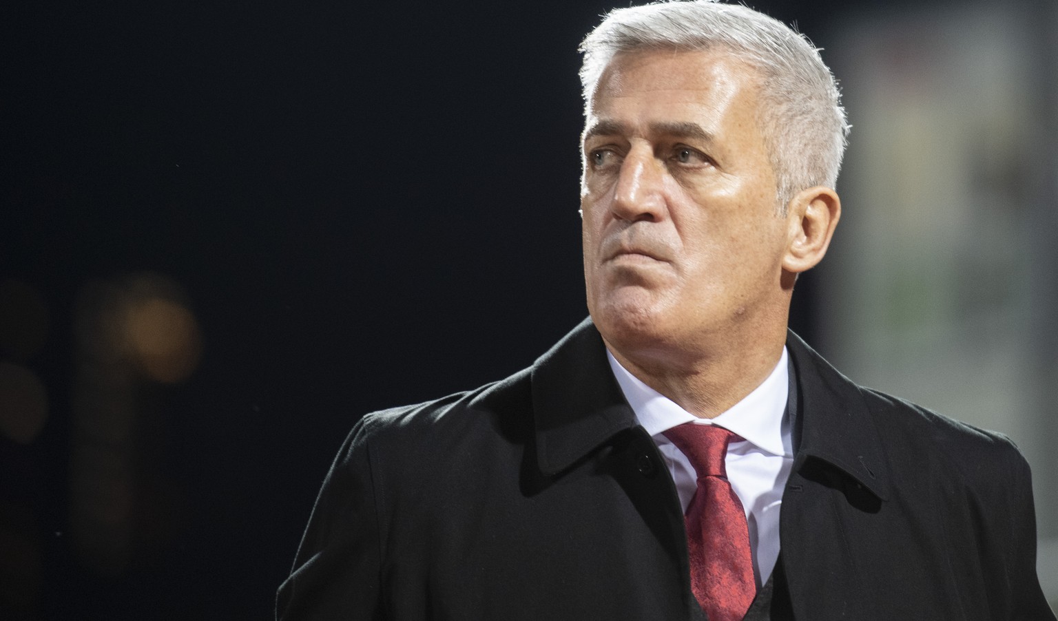 Switzerland&#039;s head coach Vladimir Petkovic reacts during an international friendly soccer match between Switzerland and Qatar at the Cornaredo stadium in Lugano, Switzerland, on Wednesday, Novemb ...