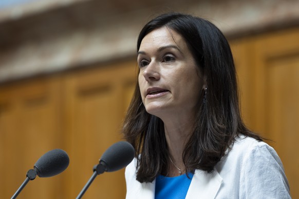 Maja Riniker, FDP-AG, spricht waehrend der Debatte ueber die Armeebotschaft 2023, in der Sommersession der Eidgenoessischen Raete, am Mittwoch, 14. Juni 2023, in Bern. (KEYSTONE/Peter Klaunzer)