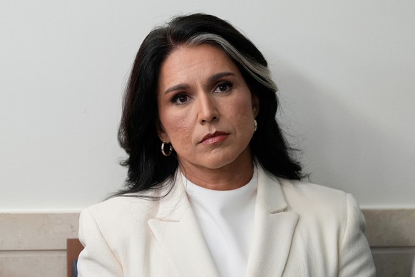 FILE - Director of National Intelligence Tulsi Gabbard sits in the James Brady Press Briefing Room at the White House, July 23, 2025, in Washington. (AP Photo/Alex Brandon, File)
Trump Gabbard