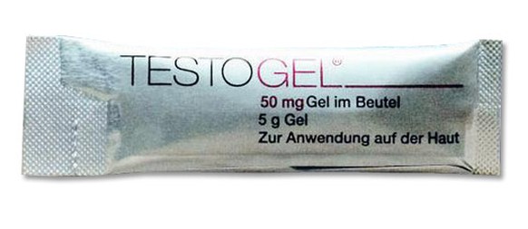 Eine Portion Testogel des Pharmariesen Bayer.