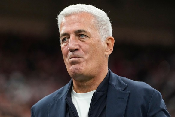 Algeria head coach Vladimir Petkovic reacts during the World Cup round of 32 soccer match between Switzerland and Algeria in Vancouver, British Columbia, Thursday, July 2, 2026. (AP Photo/Lindsey Wass ...