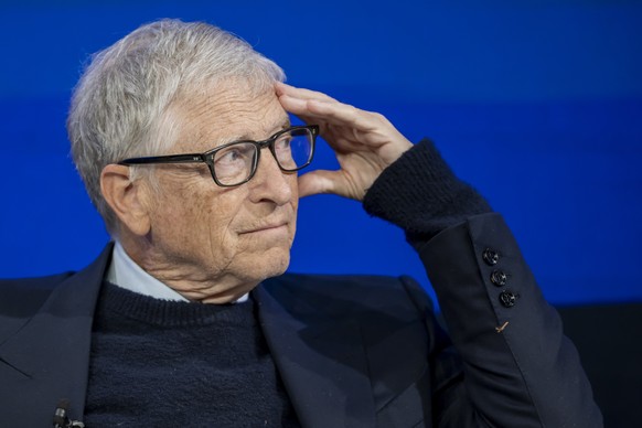 epa12667021 Microsoft co-founder and US philanthropist Bill Gates attends a panel discussion during the 56th annual meeting of the World Economic Forum (WEF) in Davos, Switzerland, 21 January 2026. Th ...