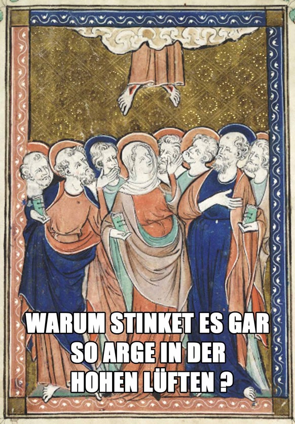 Christi Himmelfahrt, Buchmalerei aus dem 14. Jahrhundert.