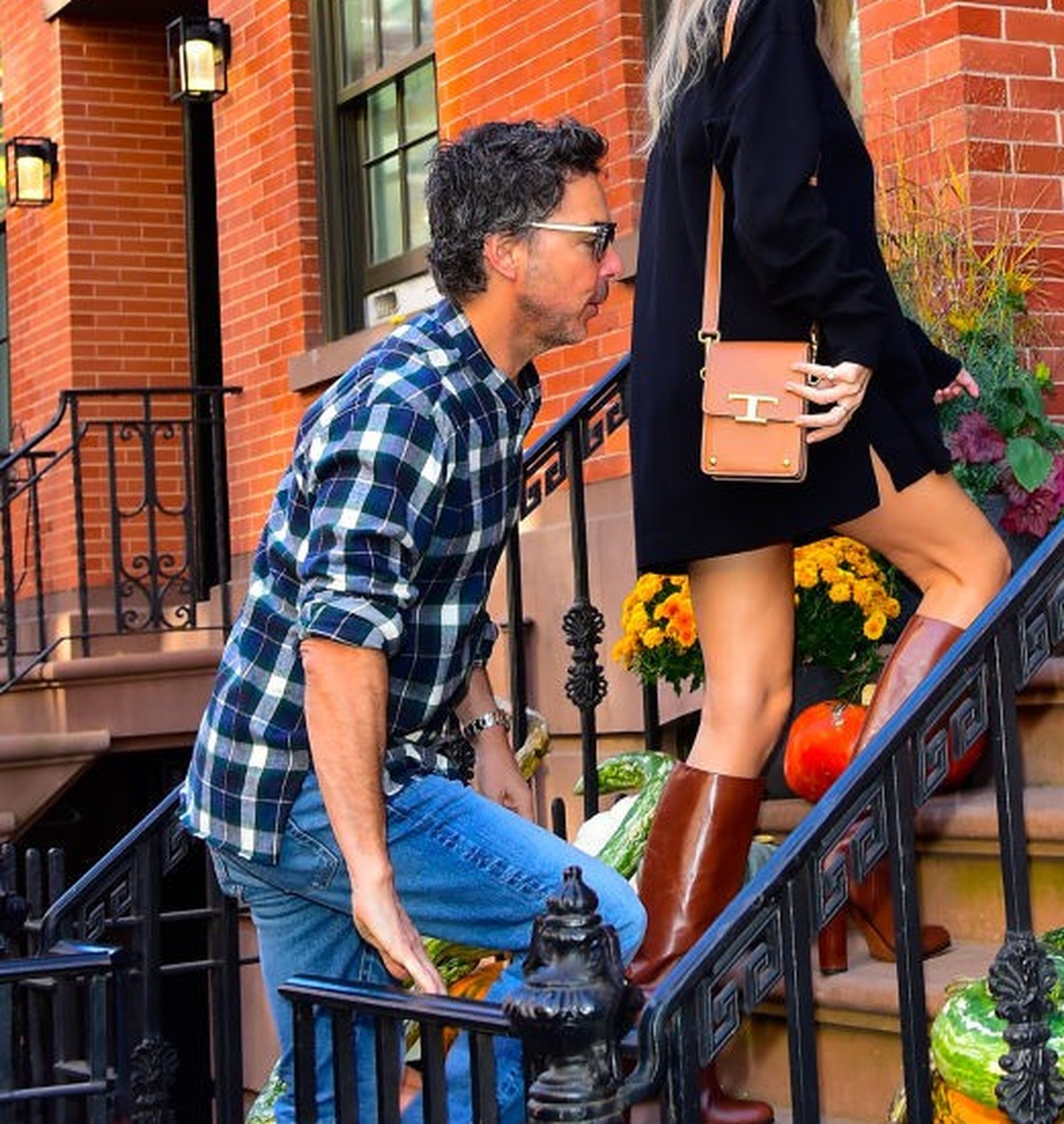 NEW YORK, NEW YORK - OCTOBER 26: Taylor Swift (R) and Shawn Levy are seen on October 26, 2023 in New York City. (Photo by Raymond Hall/GC Images)