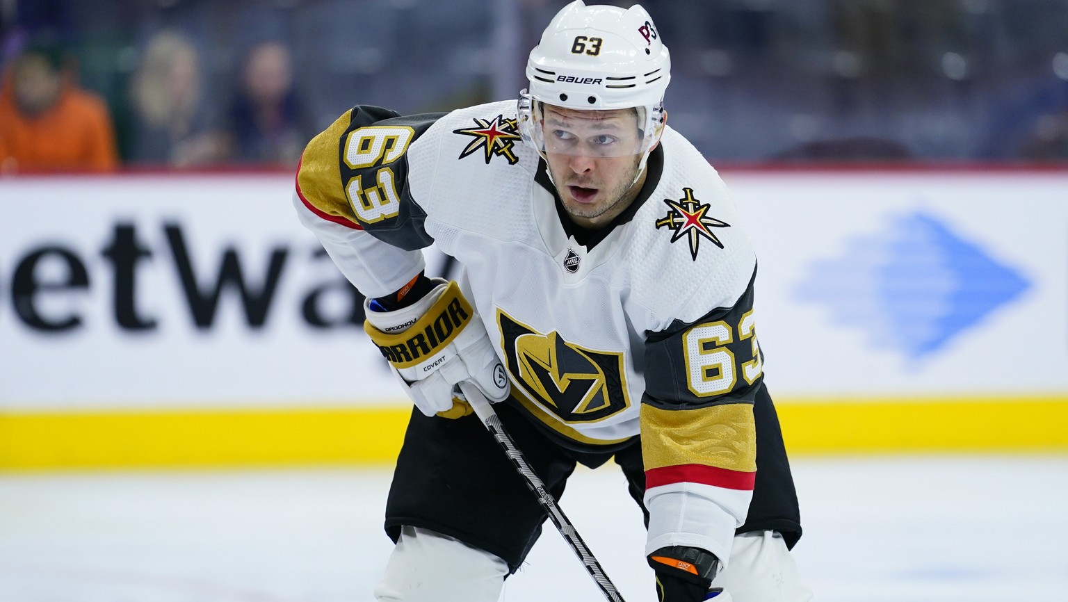 FILE -Vegas Golden Knights&#039; Evgenii Dadonov plays during an NHL hockey game, Tuesday, March 8, 2022, in Philadelphia. The NHL has voided the Golden Knights&#039; trade of Evgenii Dadonov to the D ...