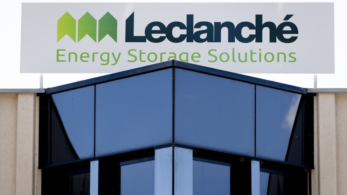 The logo of the battery factory Leclanche is pictured in Yverdon-les-Bains, werstern part of Switzerland, Tuesday, May 19, 2020. Leclanche SA is a world leading provider of high quality energy storage ...