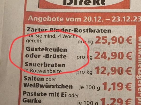 Faildienstag: Gästekeulen und Brüste vom Metzger