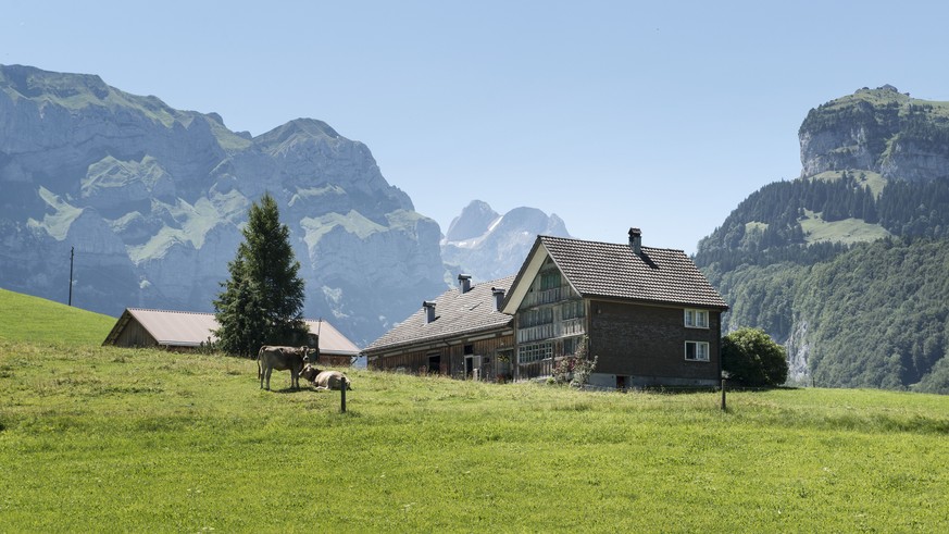 ARCHIV -- ZUM TAGESGESCHAEFT DER HERBSTSESSION AM MITTWOCH, 26. SEPTEMBER 2018, STELLEN WIR IHNEN FOLGENDES THEMENBILD ZUR VERFUEGUNG -- A farmhouse above Weissbad, canton of Appenzell Innerrhoden, Sw ...