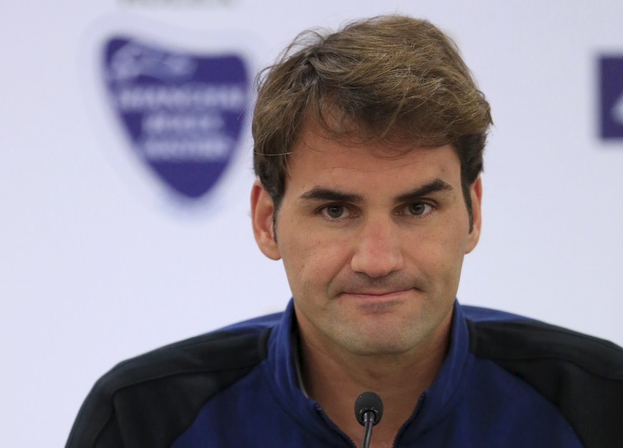 Roger Federer bei der gestrigen Pressekonferenz in Schanghai.