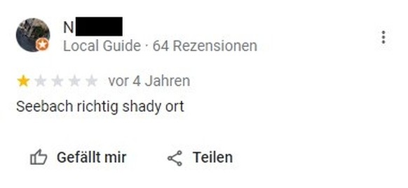 Funny Google reviews on Swiss Badis: Shady Seebach