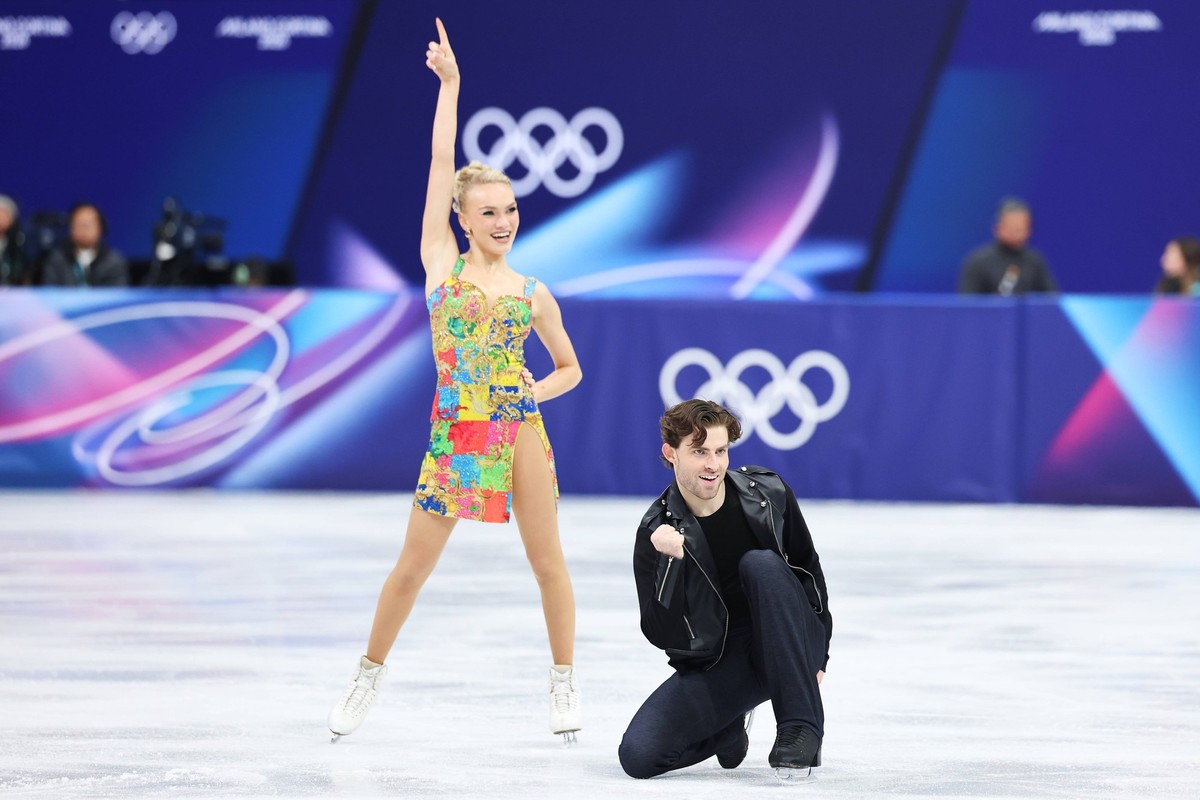 MILAN, ITALY - FEBRUARY 09: Phebe Becker and James Hernandez of Team Great Britain compete in Ice Dance - Rhythm Dance Qualification on day three of the Milano Cortina 2026 Winter Olympics at Milano I ...