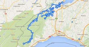 Die ungefähre Strecke der heutigen Etappe von Saint-Cergue nach Grandson.<br data-editable="remove">